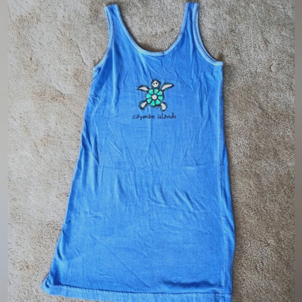 Vintage 90s Cayman Island Vacation Beach Cover-up Casual Tank Dress Lounge Wear